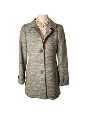 Nina Mclemore RARE Find Like New Cotton Tweed Long Blazer Sz: 2 Light Blue Green